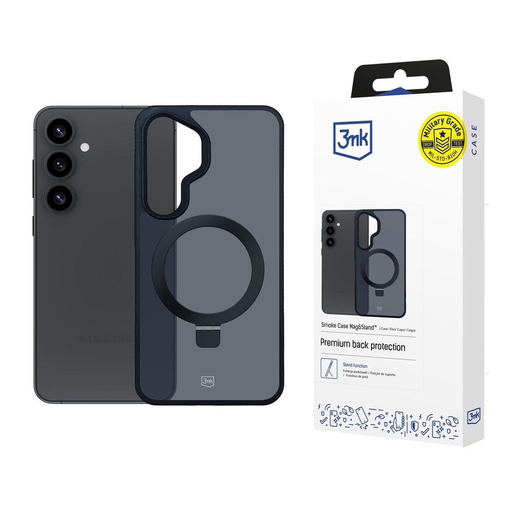 3mk Smoke Case Mag&Stand, skirtas Samsung Galaxy S25+ - juodas