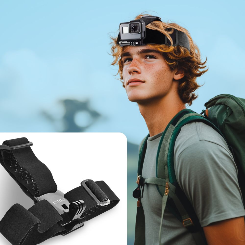 Tvirtinimas ant galvos Tech-Protect GA100 GoPro / DJI / Insta360, juodas
