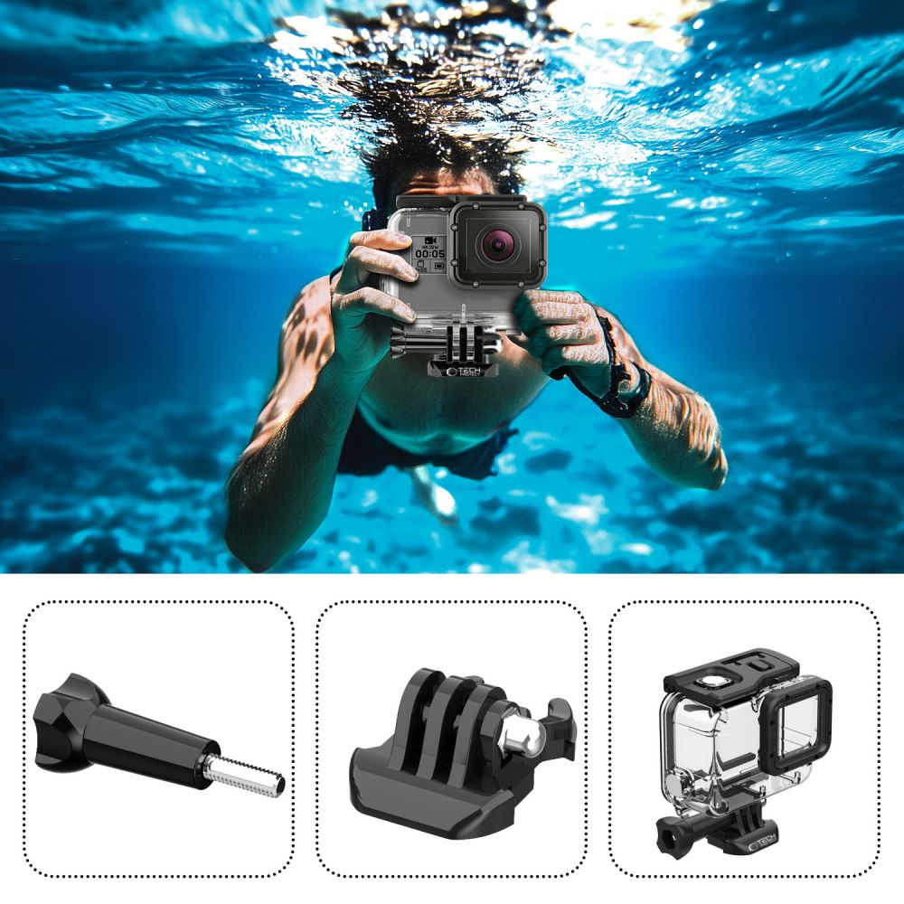 Vandeniui atsparus dėklas Tech-Protect GA200 GoPro Hero 5 / 6 / 7, skaidrus