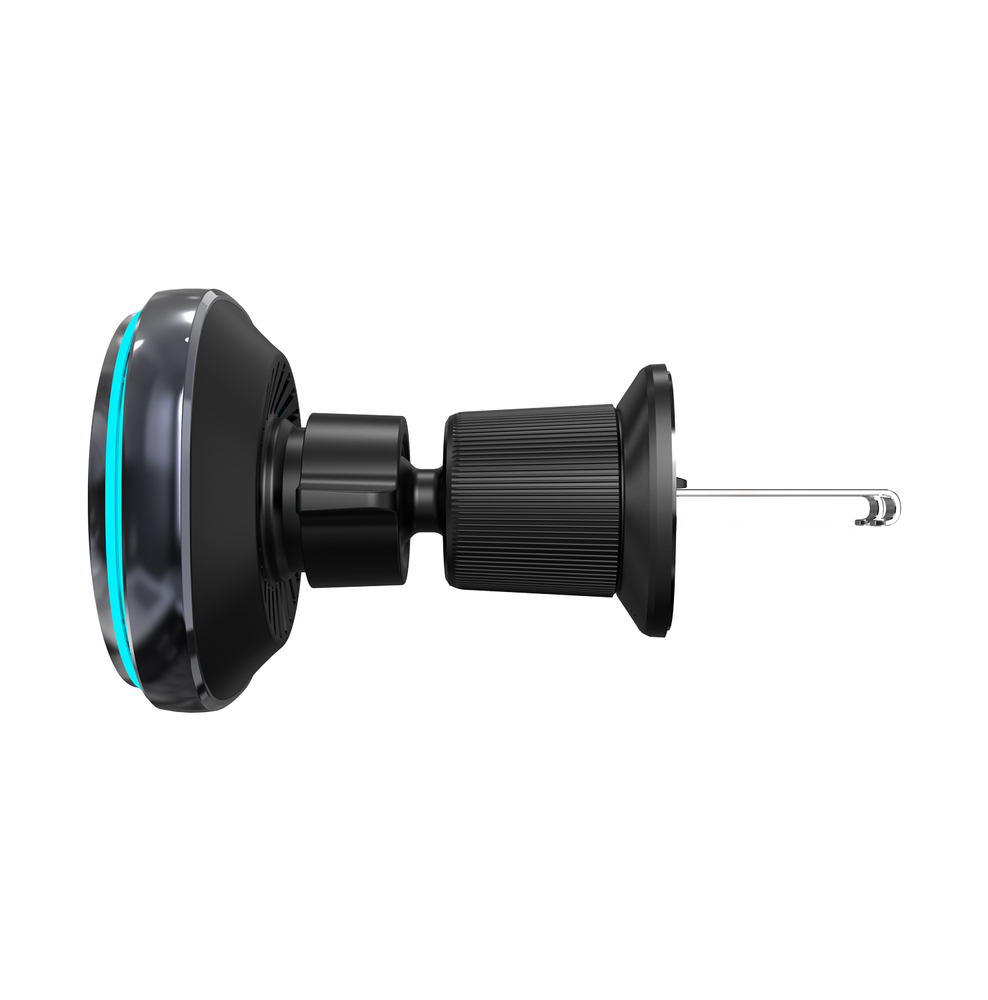 Wozinsky WCT5-Q6S2Y automobilinis laikiklis ventiliacijos grotelėms su Qi/MagSafe 15W indukciniu įkrovikliu ir ventiliatoriumi juodas