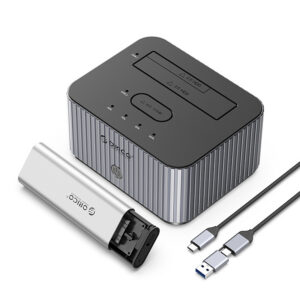 Orico IT28E-C 2 diskų dokavimo stotis su M.2 NVME 2.5"/3.5" HDD/2.5" SSD klonavimo funkcija - Pilka