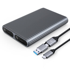 Orico AM2C3-2N dviguba diskų dėklas dviem diskais: M.2 SATA ir NVME USB-C 3.2 10Gb/s - Pilka