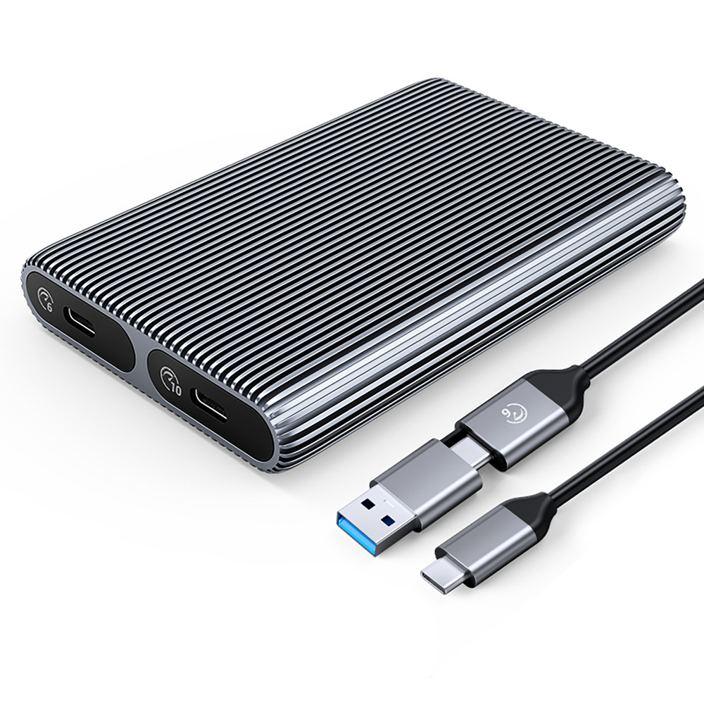 Orico AM2C3-2N dviguba diskų dėklas dviem diskais: M.2 SATA ir NVME USB-C 3.2 10Gb/s - Pilka