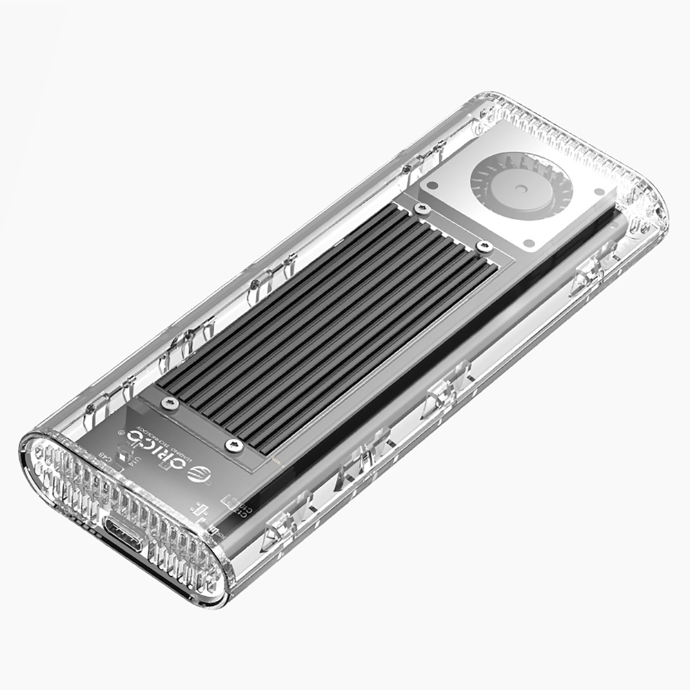 Orico TCM2-G20 M.2 NVME USB-C 3.2 20Gb/s disko dėklas – sidabrinis/skaidrus