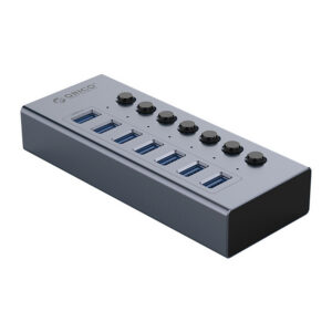 Orico BT2U3-7AB žinynas 7x USB-A 3.0 su jungikliais - pilka