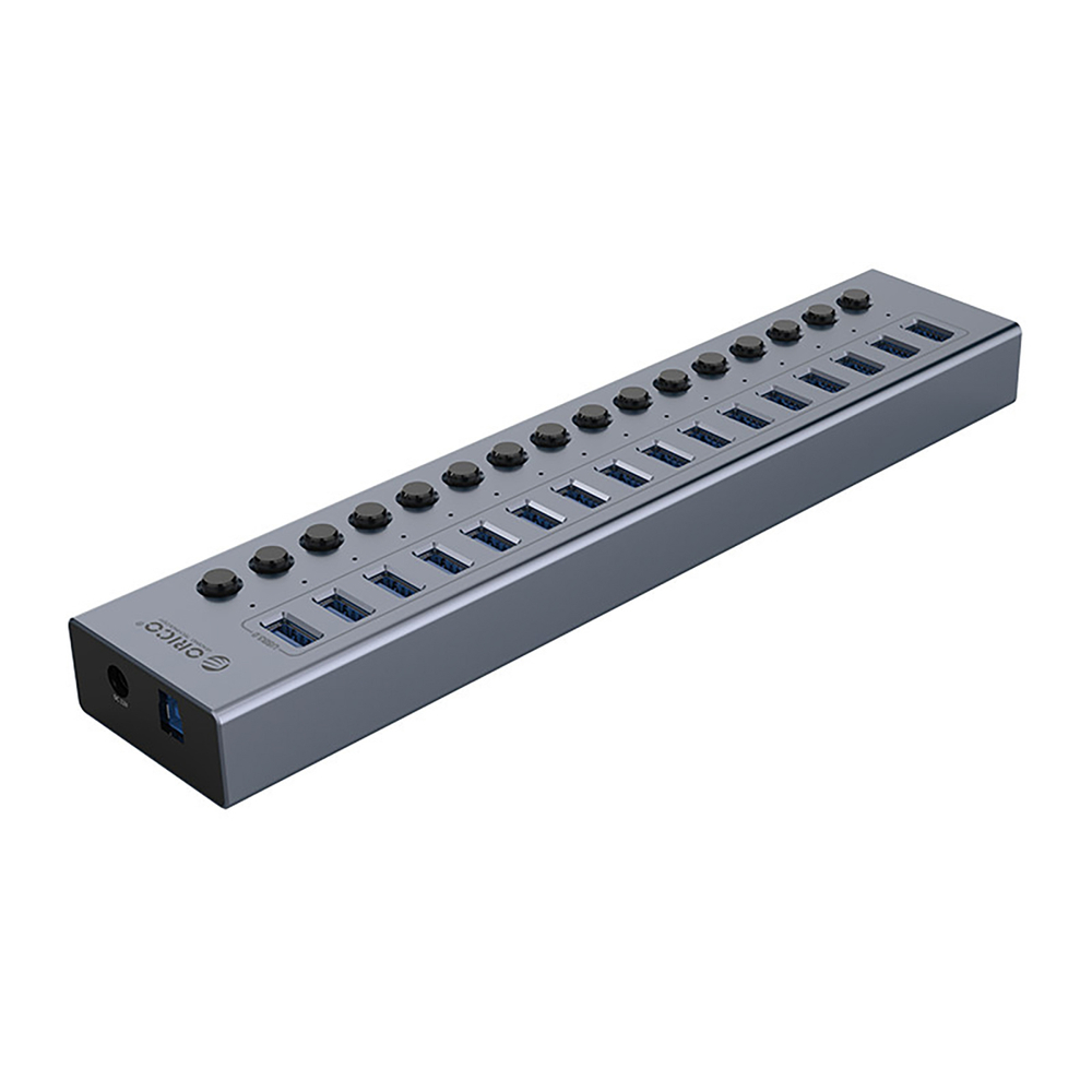 Orico BT2U3-16AB žinynas 16x USB-A 3.0 su jungikliais - pilka