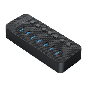 Orico CT2U3-7AB 7x USB-A 3.0 žinynas su jungikliais - juoda
