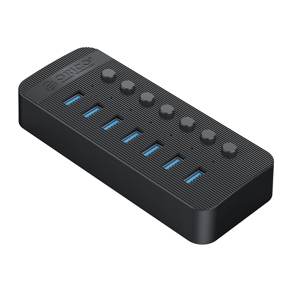 Orico CT2U3-7AB 7x USB-A 3.0 žinynas su jungikliais - juoda