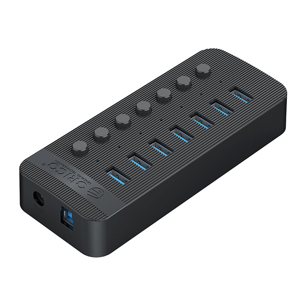 Orico CT2U3-7AB 7x USB-A 3.0 žinynas su jungikliais - juoda