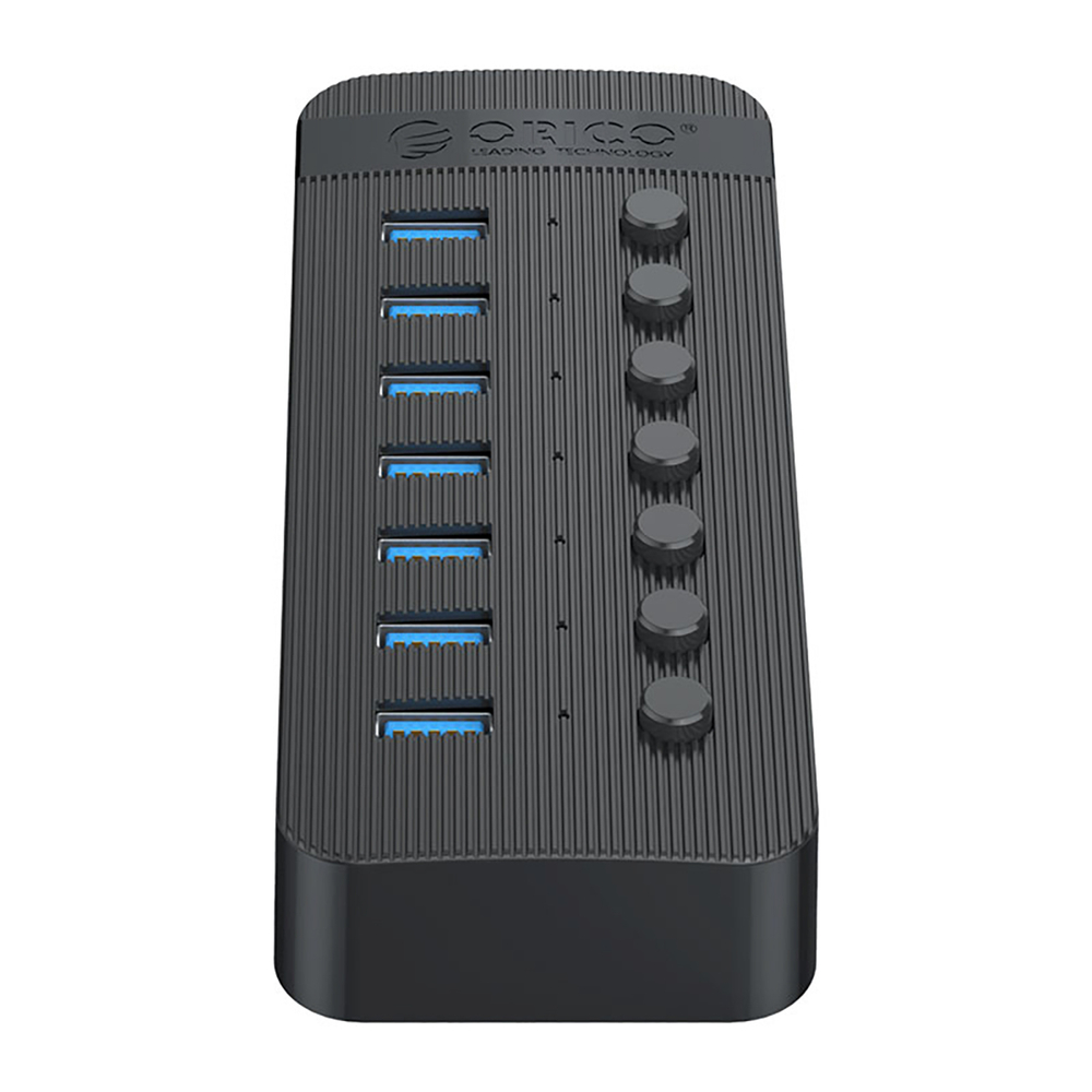 Orico CT2U3-7AB 7x USB-A 3.0 žinynas su jungikliais - juoda