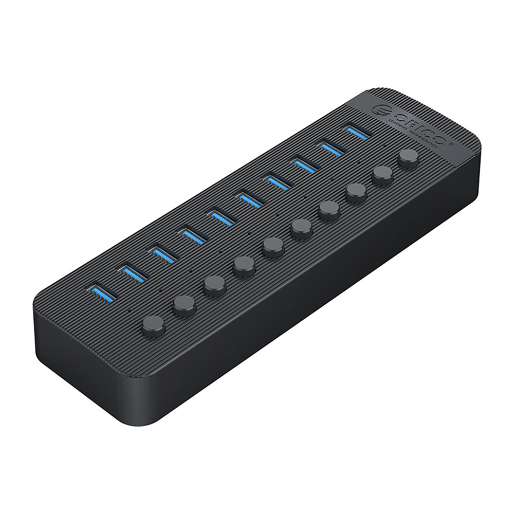Orico CT2U3-10AB 10x USB-A 3.0 žinynas su jungikliais - juoda