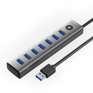Orico CL7U-U3 sujungimo dėžė 7x USB-A 3.0 + USB-C 5V/3A 1m - pilka