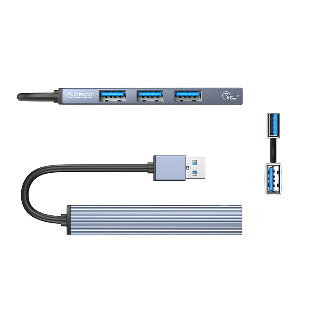 Orico AH-A13 USB-A Hub Docking Station 1x USB-A 3.0 + 3x USB-A 2.0 - Pilka