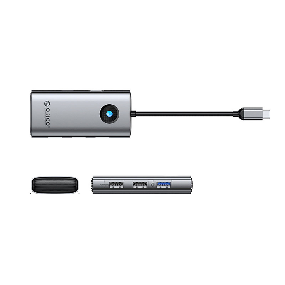 Orico PW11-5P USB-C Hub prijungimo stotis 1x USB-A 3.0 + 2x USB-A 2.0 + 1x USB-C PD + 1x HDMI - Pilka