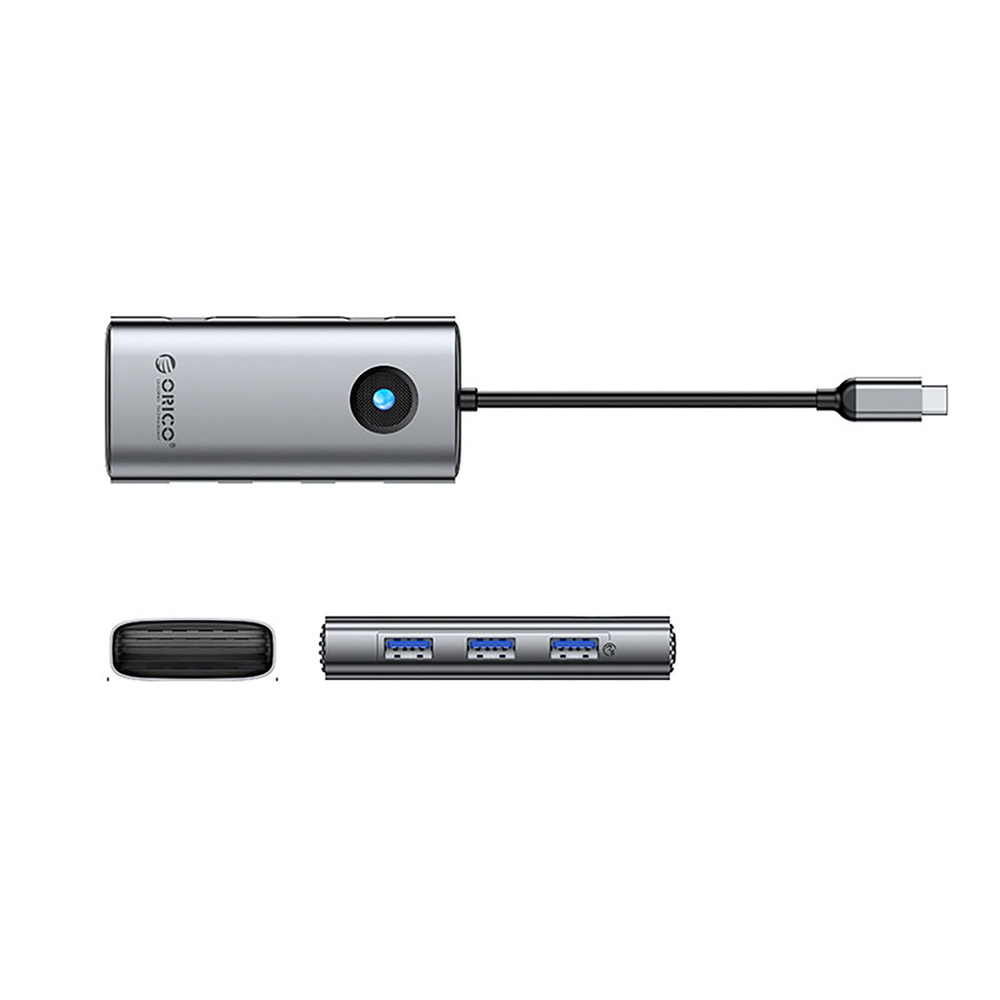 Orico PW11-6P USB-C Hub prijungimo stotis 3x USB-A 3.0 + 1x USB-C 2.0 + 1x HDMI - Pilka