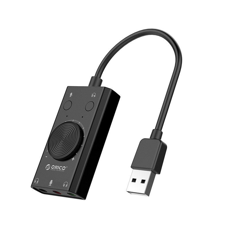 Orico SC2 išorinė daugiafunkcė garso kortelė su USB-A - juoda