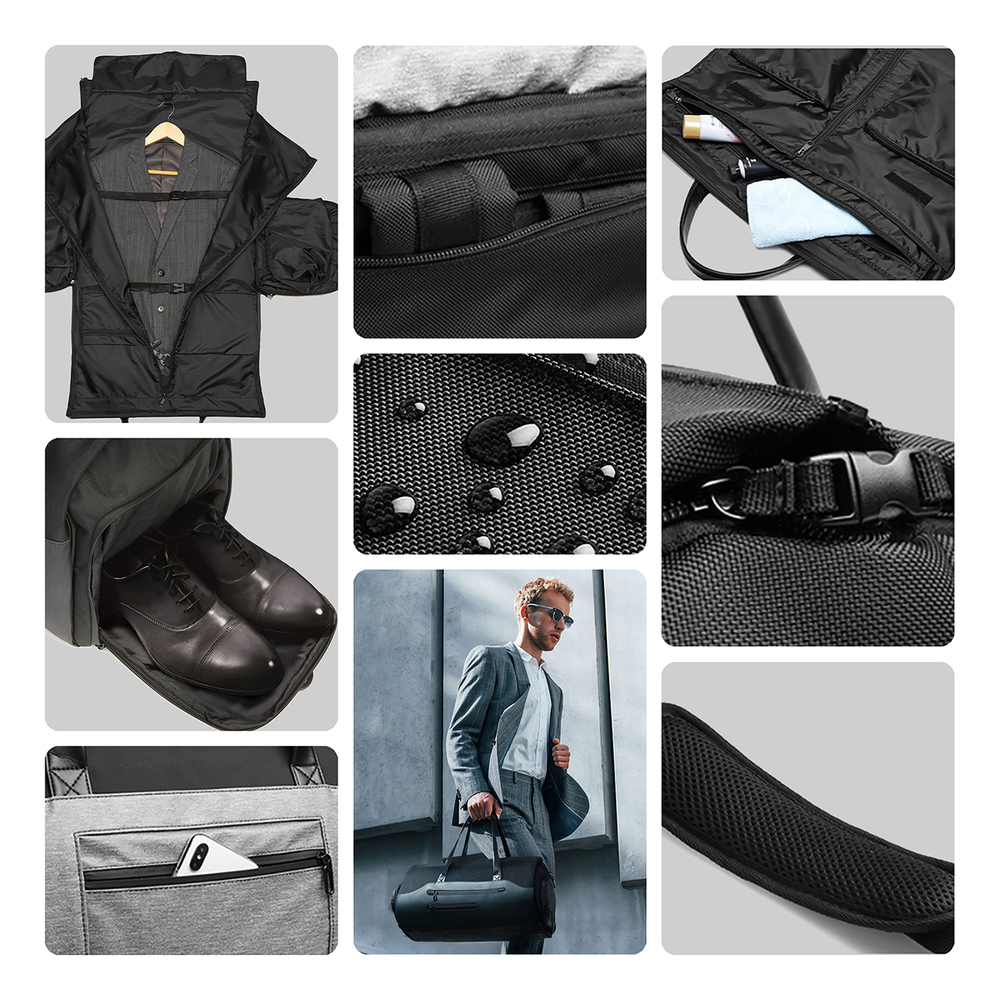 Wozinsky Premium kostiumo kelioninis krepšys su drėgna kišenele (45L) - Juodas