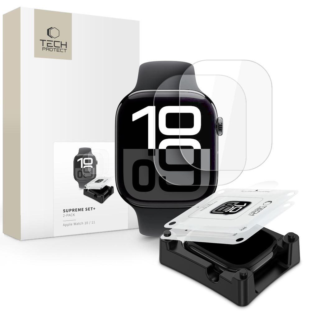 Apsauginė plėvelė Tech-Protect Supreme Set+ Apple Watch 10 / 11 (42 mm), 2 vnt., skaidri