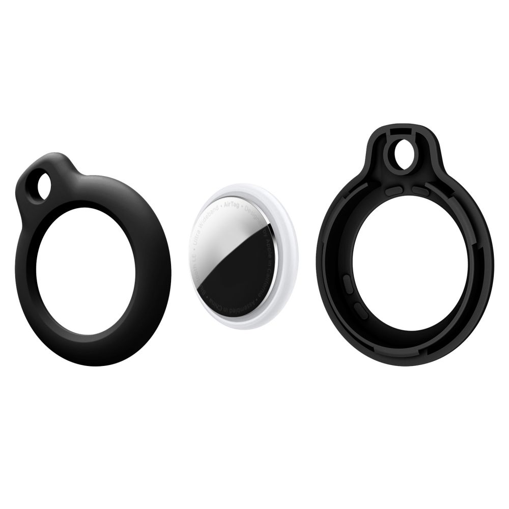 Dėklas Tech-Protect Rough Apple AirTag 1/2, juodas, 2 vnt.