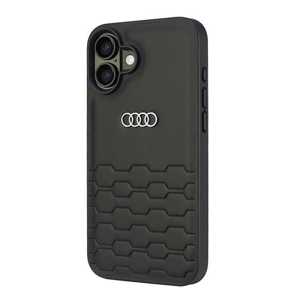 Audi Synthetic Leather dėklas iPhone 16 Plus – juodas