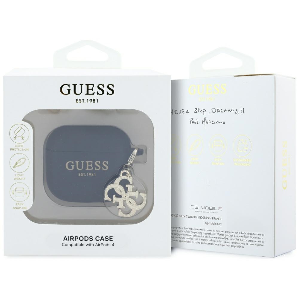 Guess silikoninis dėklas AirPods 4 – juodas