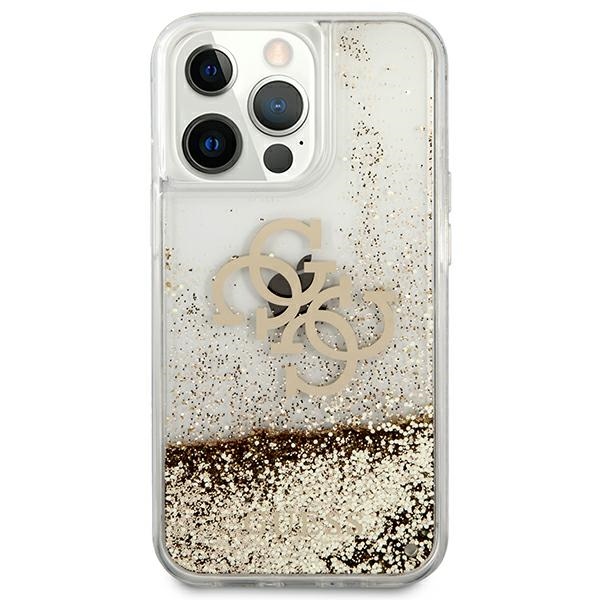 Guess blizgus dėklas iPhone 13 Pro Max – auksinis