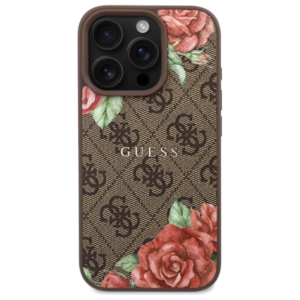 Guess MagSafe dėklas iPhone 16 Pro 6,3" – rudas, 4G Flowers