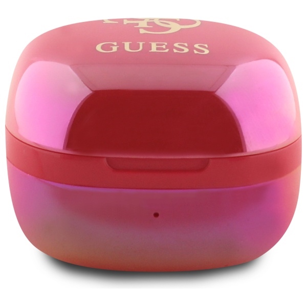 Guess Bluetooth ausinės GUTWSJ144ESF TWS + prijungimo stotelė fuksijos / fuschia Iridescent 4G spausdintas logotipas