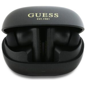 Guess Bluetooth ausinės GUTWST88MCTGK TWS + prijungimo stotelė juoda/juoda kapsulės spausdintas logotipas