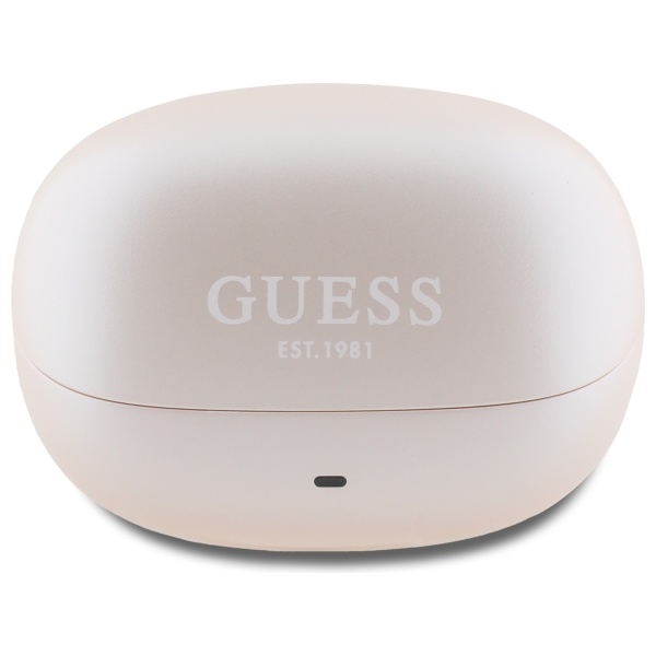 Guess Bluetooth ausinės GUTWST88MCTGP TWS + prijungimo stotis rožinė kapsulė, atspausdintas logotipas