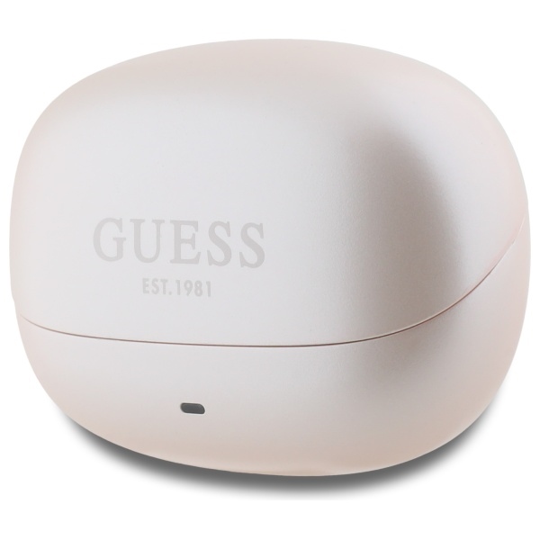 Guess Bluetooth ausinės GUTWST88MCTGP TWS + prijungimo stotis rožinė kapsulė, atspausdintas logotipas