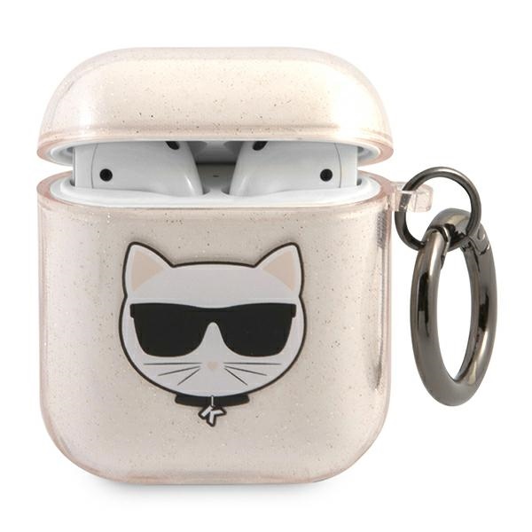 Karl Lagerfeld blizgus AirPods 1/2 dėklas – auksinis