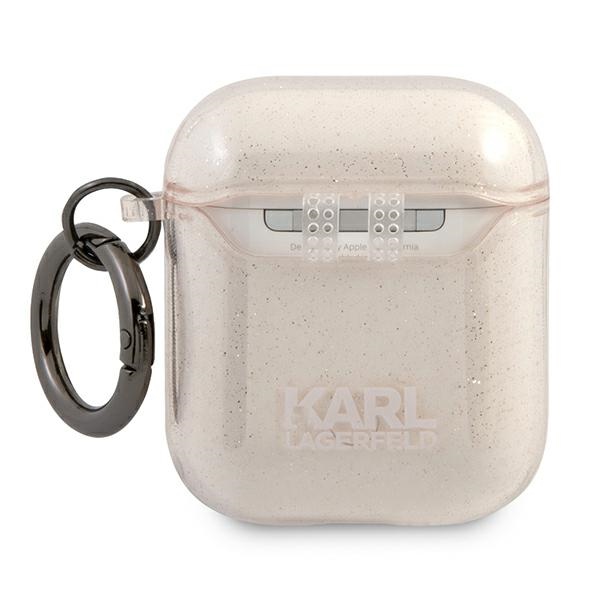 Karl Lagerfeld blizgus AirPods 1/2 dėklas – auksinis
