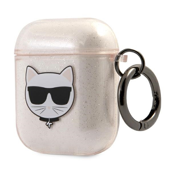 Karl Lagerfeld blizgus AirPods 1/2 dėklas – auksinis