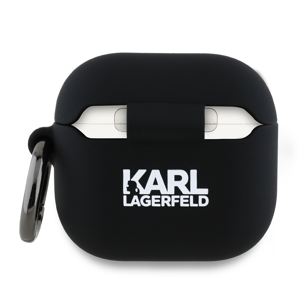 Karl Lagerfeld silikoninis dėklas AirPods 4 – juodas