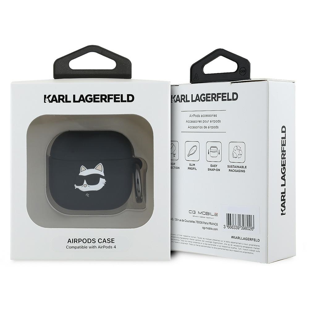 Karl Lagerfeld silikoninis dėklas AirPods 4 – juodas