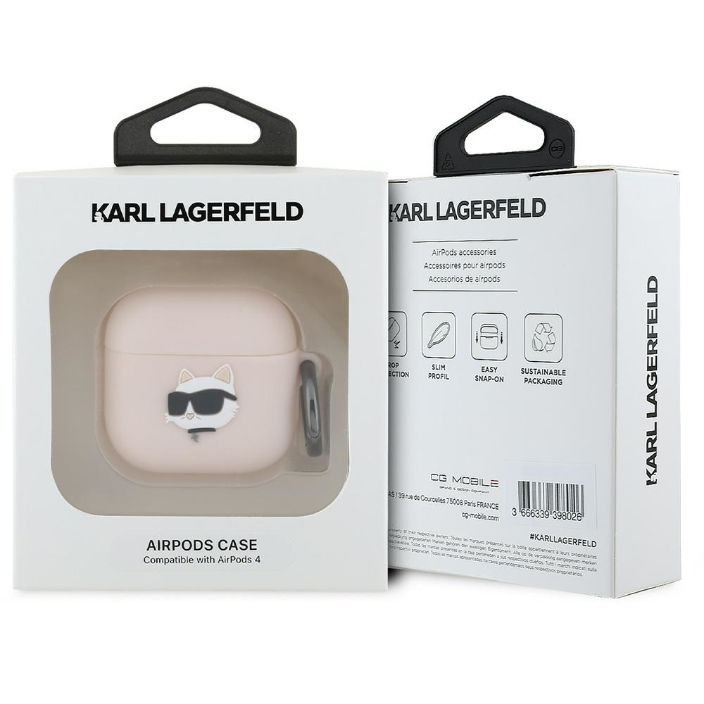 Karl Lagerfeld silikoninis dėklas AirPods 4 – rožinis
