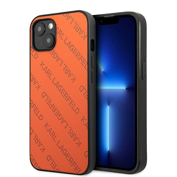 Karl Lagerfeld perforuotas dėklas iPhone 13/14/15 6.1" – oranžinis