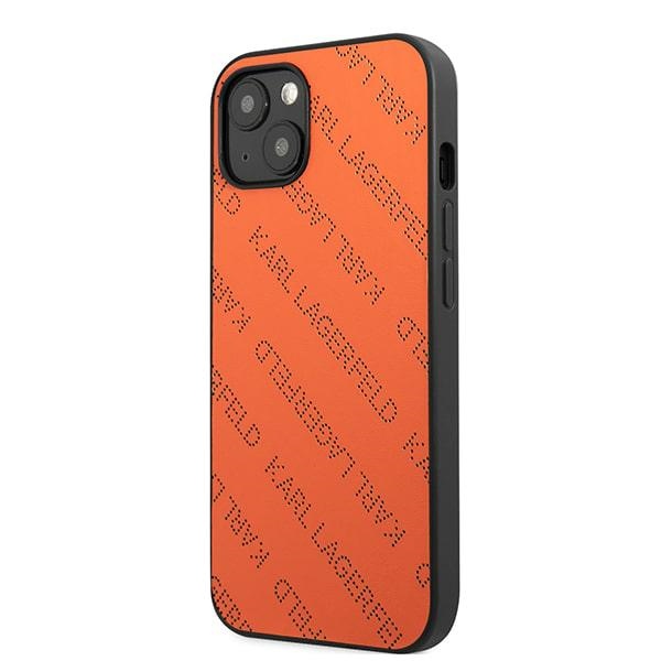 Karl Lagerfeld perforuotas dėklas iPhone 13/14/15 6.1" – oranžinis