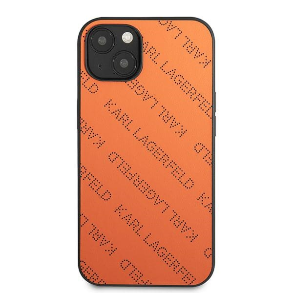 Karl Lagerfeld perforuotas dėklas iPhone 13/14/15 6.1" – oranžinis