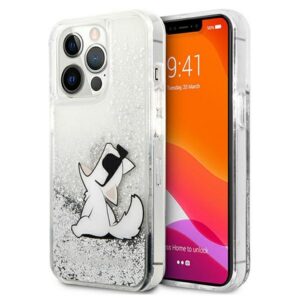 Karl Lagerfeld Liquid Glitter dėklas iPhone 13 Pro Max – sidabrinis