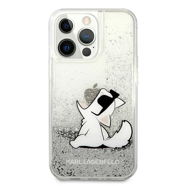 Karl Lagerfeld Liquid Glitter dėklas iPhone 13 Pro Max – sidabrinis