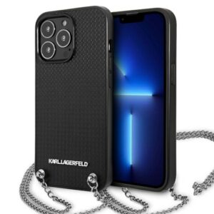 Karl Lagerfeld dėklas iPhone 13 Pro Max – juodas su grandinėle