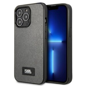 Karl Lagerfeld Saffiano dėklas iPhone 13 Pro Max – sidabrinis