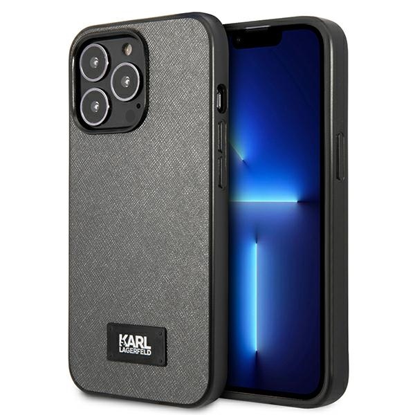 Karl Lagerfeld Saffiano dėklas iPhone 13 Pro Max – sidabrinis