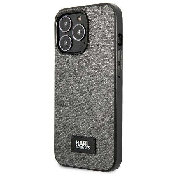 Karl Lagerfeld Saffiano dėklas iPhone 13 Pro Max – sidabrinis