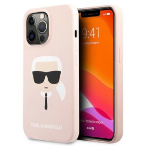 Karl Lagerfeld silikoninis dėklas iPhone 13 Pro Max – rožinis