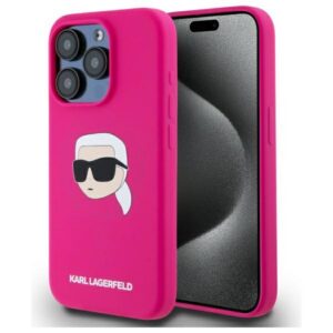 Karl Lagerfeld MagSafe dėklas iPhone 15 Pro – fuksijų