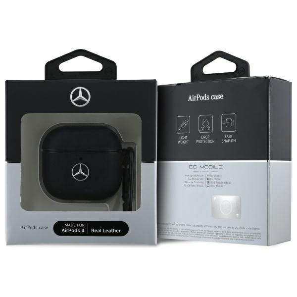 Mercedes odinis dėklas AirPods 4 – juodas su logotipu