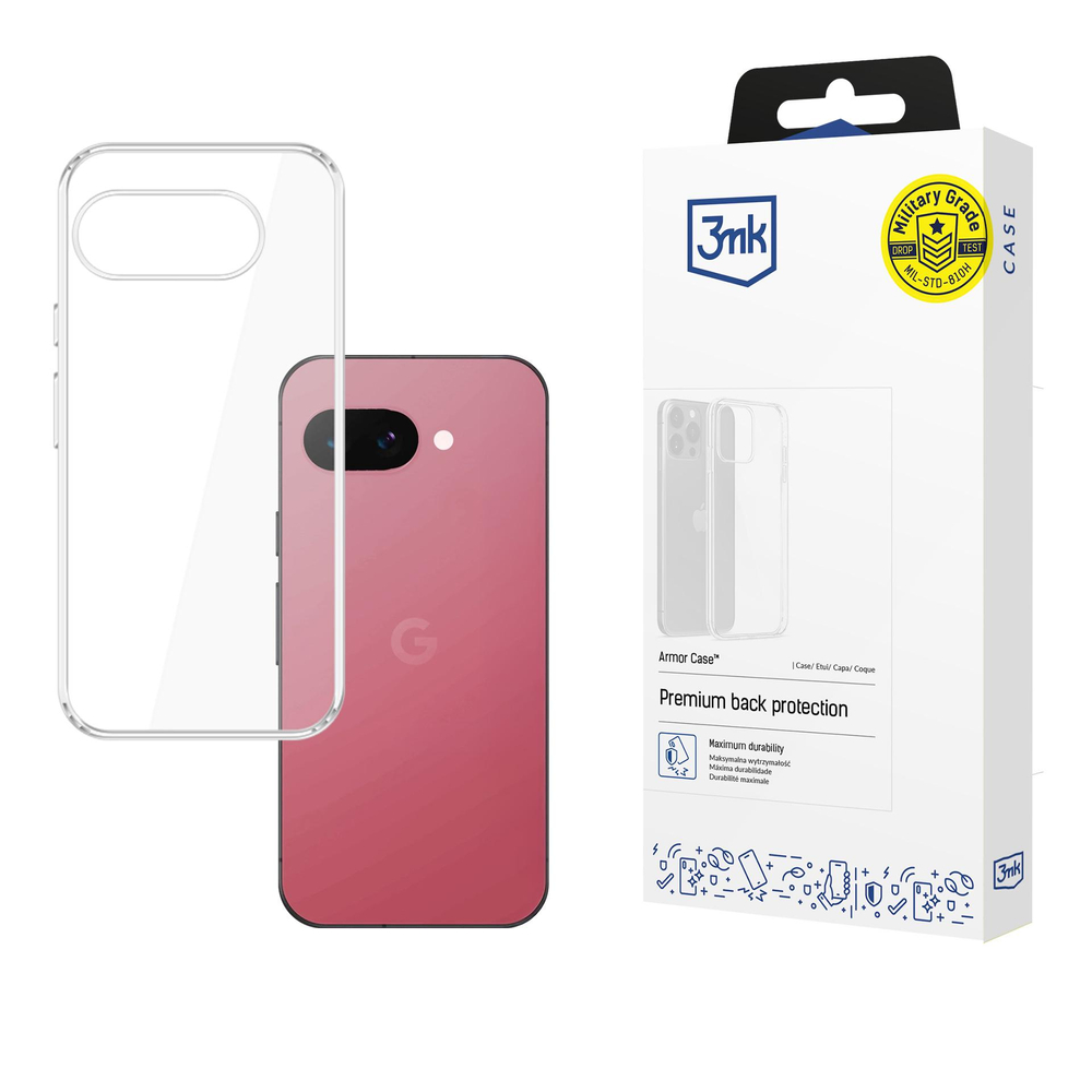 3mk šarvų dėklas, skirtas „Google Pixel 9A“ – skaidrus